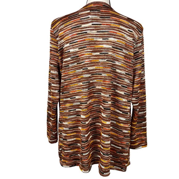 Ruby Rd Open Knit Cardigan Medium Open Front Draped Red Brown Fall Pockets - Picture 2 of 7